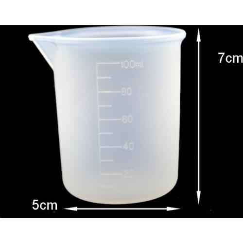 5pcs/lot 100ml Silicone Measuring Cups Tool Clear Graduated Epoxy Split Cup For Casting UV Resin Mold Jewelry Art Kitchen Lab