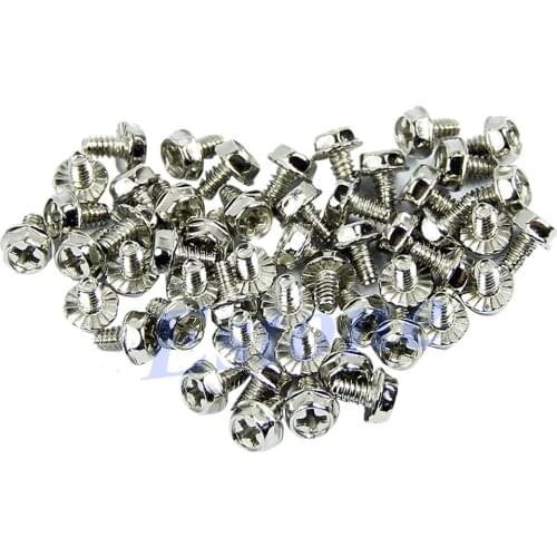 500Pcs Toothed Hex 6/32 Computer PC Case Hard Drive Motherboard Mounting Screws Drop Ship