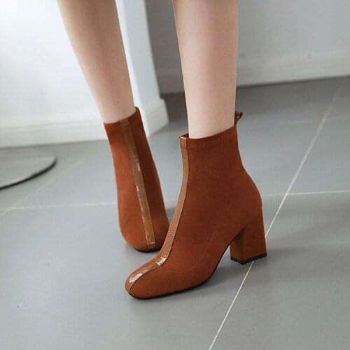 Spring and autumn and winter fashion round head, thick heel and all kinds of soft solid suede high-heeled boots