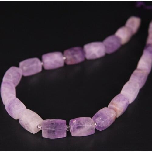 21pcs/strand,Natural Light Amethysts Quartz Nugget Faceted Cube Pendant Beads,Rough Crystal Stone Necklace Bracelet Jewel Making