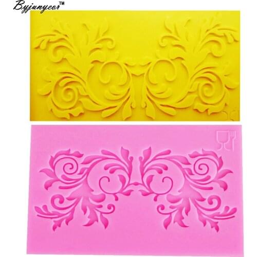 Byjunyeor F1191 1pcs Leaf Flower Lace 3D Silicone Mold,Biscuit Cream Fondant Mould,Cake Decoration Baking Tool