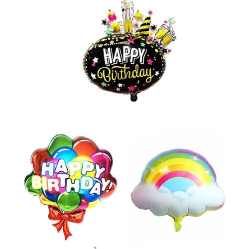 Colorful cloud birthday flower-shaped ball atmosphere layout decoration aluminum foil balloon birthday letter firework shape bal