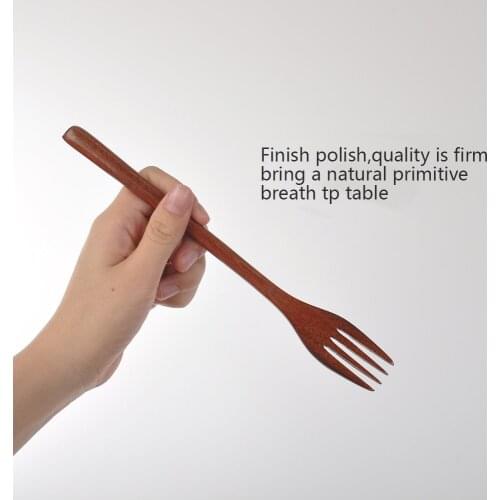 Wooden Spoon Fork Bamboo Kitchen Cooking Utensil Tools Soup-Teaspoon Tableware Portable Tableware fork for kitchen bar 2019 NEW