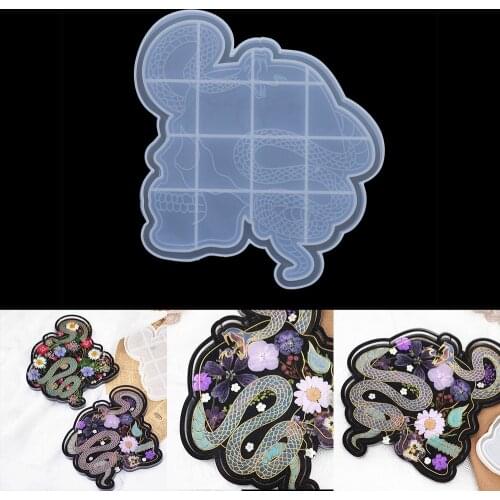 DIY Crystal Epoxy Resin Mold Mirror Snake Skull Plate Decoration Dish Silicone Mold Resin Makeup Storage Tray Silicone Mould