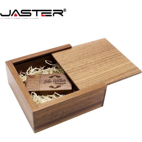 JASTER Walnut maple Photo Album Wood usb+Box Memory stick Pendrive 8GB 16GB 32GB 64GB Photography Wedding gift 100mm*100mm*40mm
