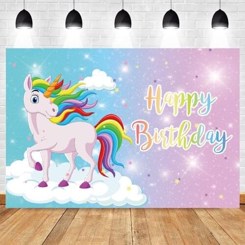 Yeele Photophone Unicorn Party Backdrop Rainbow Baby Shower Birthday Decor Banner Photographic Background For Photo Studio Props