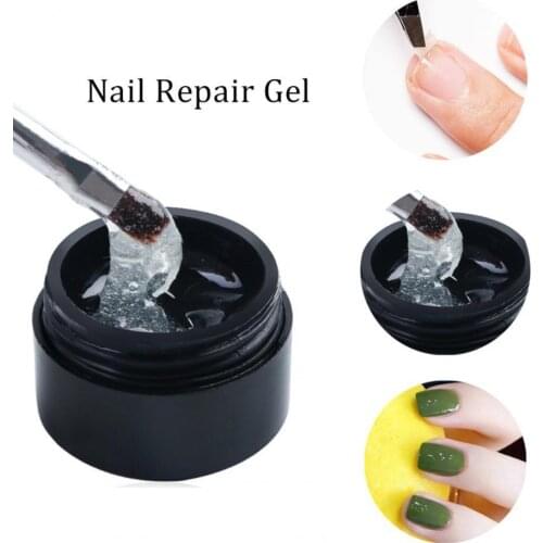 5g Nail Repair Gel Fiber Repair UV Gel Quick to Absorb Fixing Cracks Transparent Cracked Polish Fiber Repair Gel for Protect