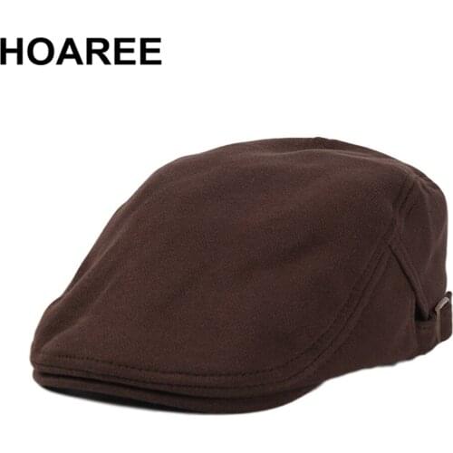HOAREE Berets Caps for Women Cotton Four Seasons Men Flat Cap Adjustable Ivy Newsboy High Quality Solid Navy Driver Hat