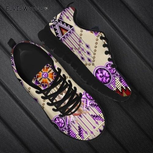 ELVISWORDS Retro Tribal Navajo Pattern Casual Ladies Non-slip Air Mesh Sneakers Comfortable Womens Walking Shoes zapatos mujer