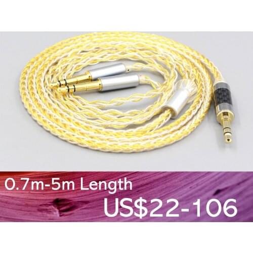 LN007325 8 Core Silver Gold Plated Earphone Cable For Hifiman Sundara Ananda HE1000se HE6se he400 3.5mm Pin Headphone