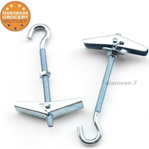 M5 Carbon Steel Plasterboard Ceiling Wall Spring Toggle Hook Bolts Hanger Spring Toggle Bolts with Threaded Hooks 3 pcs