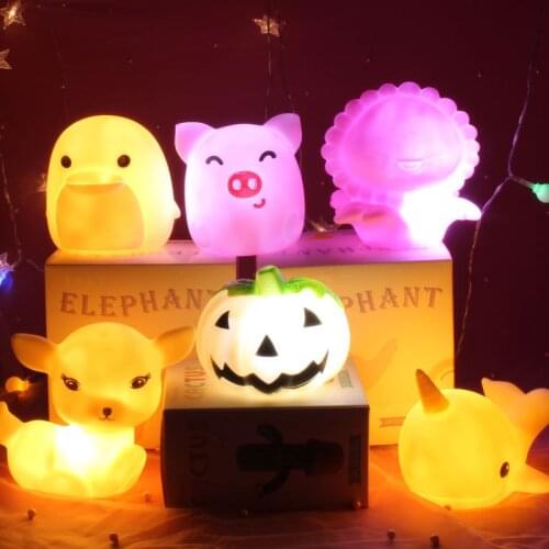 Cute Bear Rabbit Hippo Owl Penguin Lamp RGB LED Night Light Portable Cartoon Silicone Animal Lamp for Children Kids Baby Gift