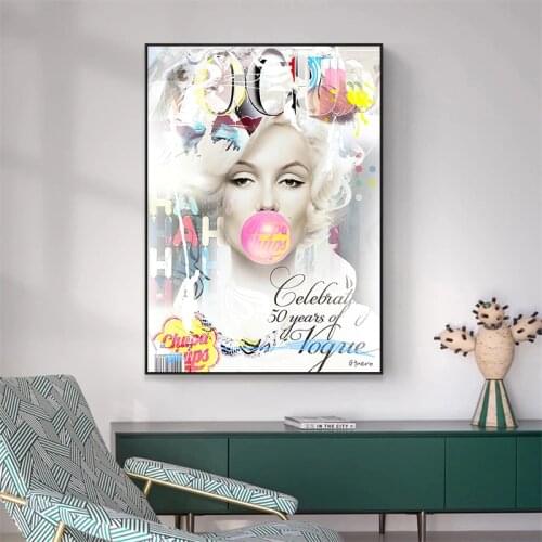 Vogue Marilyn Monroe Blow Bubbles Balloon Art Canvas Print Painting Wall Picture Modern Living Room Home Decoration Poster