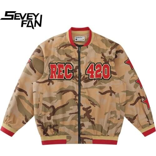 SEVEYFAN Hi Street Mens Fashion Camouflage Bomber Jacket Hip Hop Streetwear Oversize Baseball Coat for Male