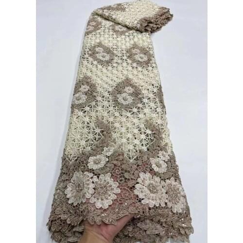 New Water Soluble Design African Mesh Lace Fabric High Quality Nigerian Tulle Lace French Net Lace With Sequins/Bead For Dress
