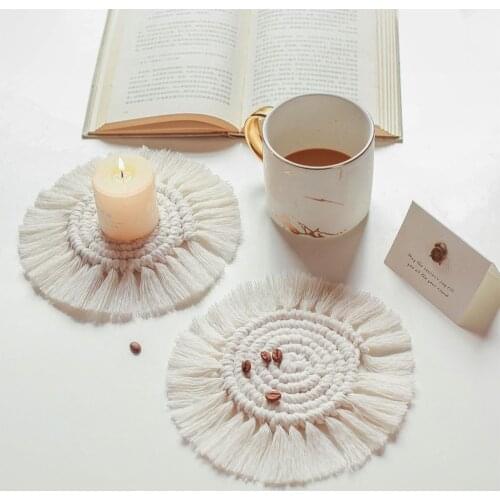 2021 New Set Hot Hollow Insulation Pads Table Bowl Mats Coaster Cup Mat Tassel Drink Coasters For Dining Table Love Heart Round