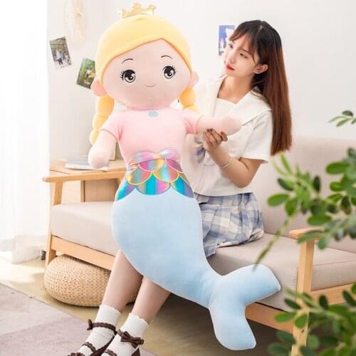 New Little Mermaid Ariel Sleeping Princess Plush Dolls Kids Stuffed Toys Girls Birthday Gift Soft Dolls Sleeping Pillow 55-120cm