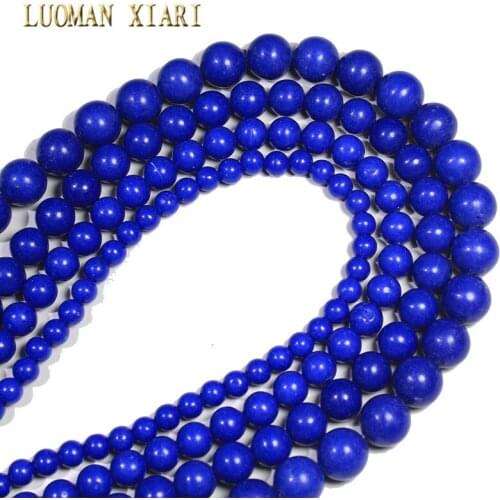 Wholesale Synthesis Blue Lapis Lazuli Stone Round Loose Beads For Jewelry Making DIY Bracelet Necklace Material 4/6/8/10/12 mm