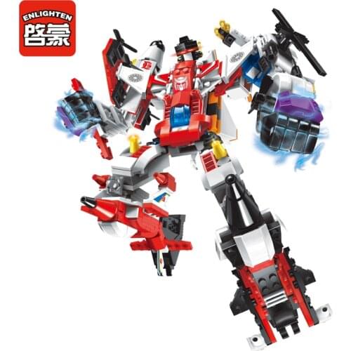 Enlighten Mecha Educational Building Blocks Toys Robot Transformation Helicopter Aircraft Plane enlighten 1405 Puzzle Toys