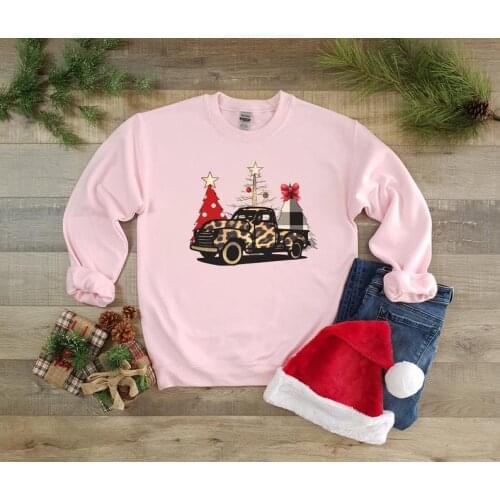 Christmas Car Colored Graphic Sweatshirt Fashion Clothing Merry Christmas Holliday Jumper Hipster Christmas Vintage Hoodies Tops