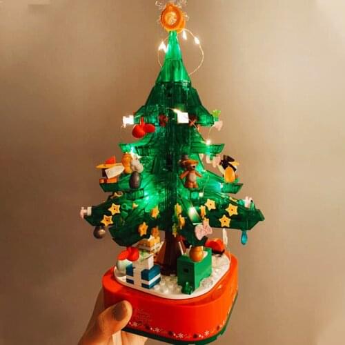 SEMBO Block The Christmas Tree With Music Box Model Building Blocks Set Classic Christmas Gift MOC Children Toys 601097