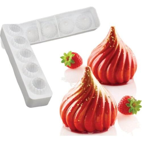 Spiral Candle Mold Silicone Cake Dessert Pastry Molds Cake Baking Decorating Tools 5 Cavities Multifuctional Silicone Wax Mould