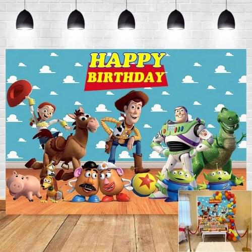 Disney Toy Story Party Backdrops Decoration Backgrounds Vinyl Photography Shootings Backdrops For Boys Birthday Party Supplies
