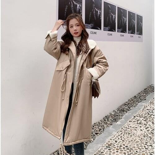 Lambswool Warm Jacket For Winter Thick Women Fashion Long Parkas Coat Oversized Loose Black Camel Overcoat Veste Femme Hiver