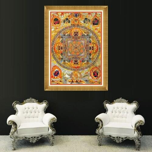 Tibetan Thangka Mandala Art Paintings Mandalas Tibetanos Canvas Printing Buddha Religion Faith Home Decor Modern Wall Picture