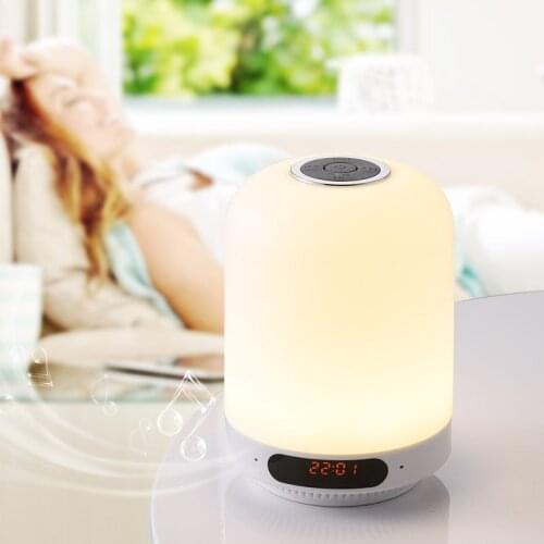 2019 Newest Dimmable Smart LED Desk Lamp Blue Tooth Music Player Touch Dimmer Bedroom Living Room Alam Speaker BT Night Light