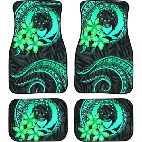 Pohnpei Universal Car Floor Mat 4 Pcs Car Carpet Cover Polynesian Floral Print Auto Interior Accessories Full Set