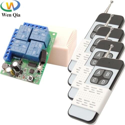 433MHz Universal Remote Control Switch RF AC 110V 220V 10A 4CH 2200W Receiver Transmitter and Controller Moudle for Garage/Door