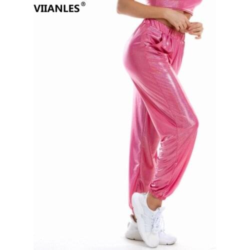 VIIANLES Women Joggers Sweatpants Hip Hop Pants Sporting Elastic High Waist Trousers Polyester Sexy Loose Club Trousers