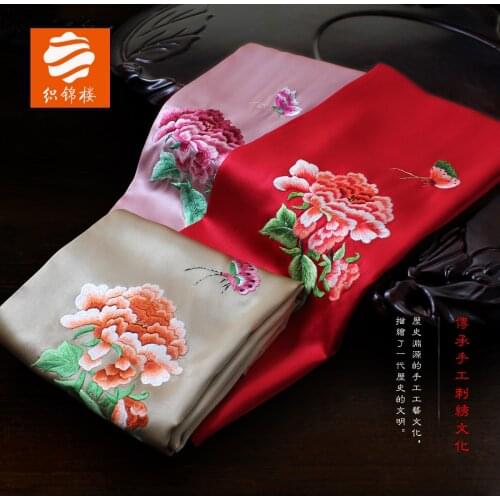 Brocade house hand embroidered embroidered dress shawl cheongsam Scarf Red mulberry silk Suzhou embroidery silk scarves