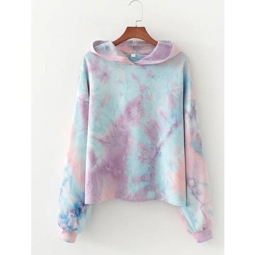 Womens hoodies tie dye pullover tops