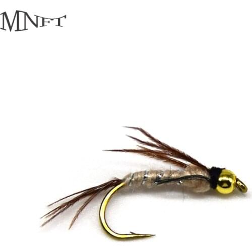 MNFT 10PCS Gold Head Flies Fly Hooks Rainbow Film Fly Fishing Outdoor Artificial Fly Fishing Bait