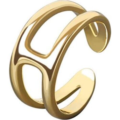 Golden Minimalist Geometric Double Line Adjustable Ring Girl Letter H Wedding Couple Fashion High Jewelry Glamour Women Gift