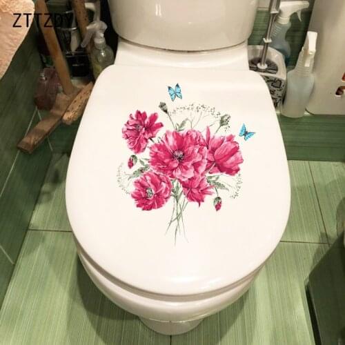 ZTTZDY 19.6×23.4CM Beautiful Peony Bouquet Bathroom Toilet Decoration Classical Wall Stickers Decals T2-1060