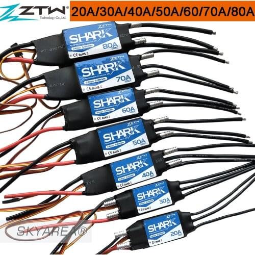 ZTW Shark Dual Way 20A 30A 40A 50A 60A 70A 80A BEC Waterproof Brushless ESC For RC Boat With Water-Cooling