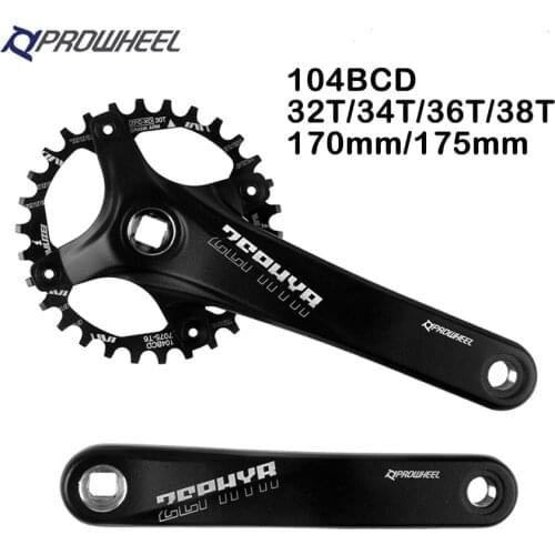 Prowheel Bicycle BCD 104 Crank Sprockets 170/175mm Bike Square Hole Aluminum Alloy Crankset 32/34/36/38T MTB Mountain Crankset