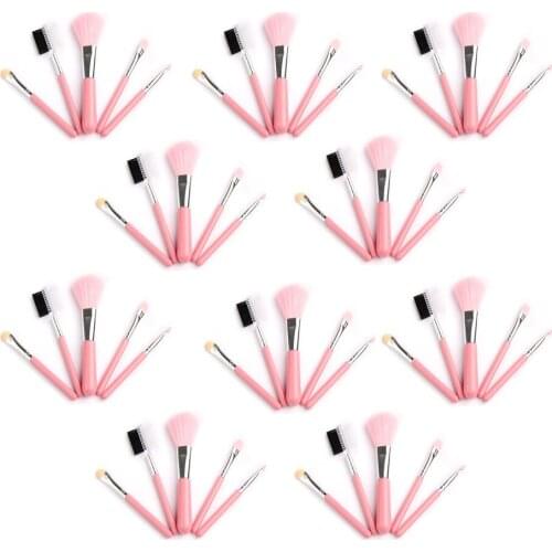 10sets/lot Mini 5Pcs Makeup Brushes Cosmetics Tools Eyeshadow Face Cosmetic Makeup Brush Blush Soft Brushes Kit Wholesale