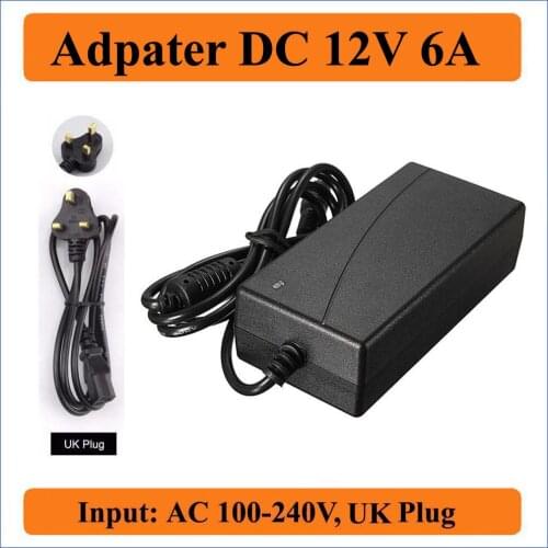 12V 6A UK Plug AC/DC Adapter AC100-240V to DC 12V Power Supply Charger 5.5mmx2.1mm for LED strip lights/LCD Monitor/CCTV Camera