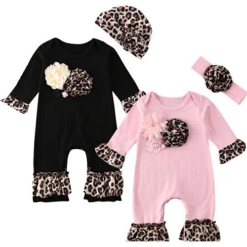 Newborn Baby Girl Cotton Romper Hats 2Pcs Infant Winter Clothes 3D Flower Patchwork Romper Long Sleeve Soft Jumpsuit Outfits Hot