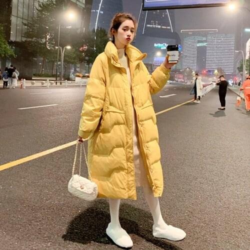 2020 New Fashion Bubble Long Solid Winter White Duck Down Coats for Women