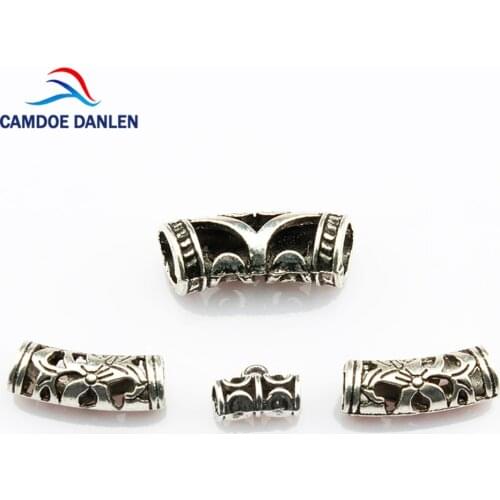 5Pcs 20-25mm Length Nation Antique Silver Curved Tube Spacer Beads Connectors Beads For DIY Bracelet Jewelry Material Accessory