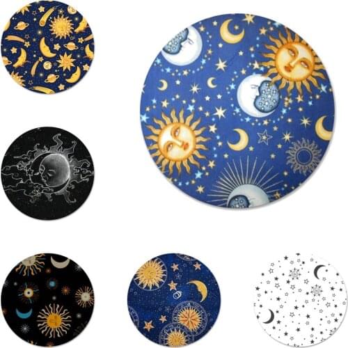 58mm Sun Moon Stars Badge Brooch Pin Accessories For Clothes Backpack Decoration gift