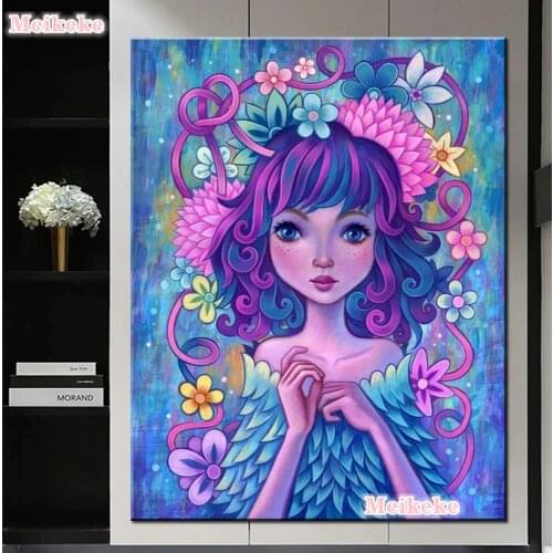 5D Diy Diamond Painting Kits Cartoon Girl Portrait Full Round With AB Dirll Embroidery Mosaic Kit HD Quality Handmade Products