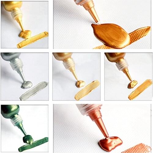 60ml Acrylic Paint Gold Paint Metallic waterproof not faded for Statuary Coloring DIY hand clothes painted graffiti Pigments