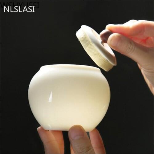 White porcelain storage small tea caddy travel tea box portable sealed coffee canister storage tank ceramic jar tea container