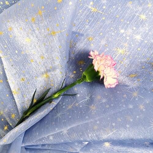 100*150cm Gold Glitter Shiny Mesh Lace Fabric Bronzing Star Tulle Fabric For Dress Shirts Hanfu Garment Sewing Material